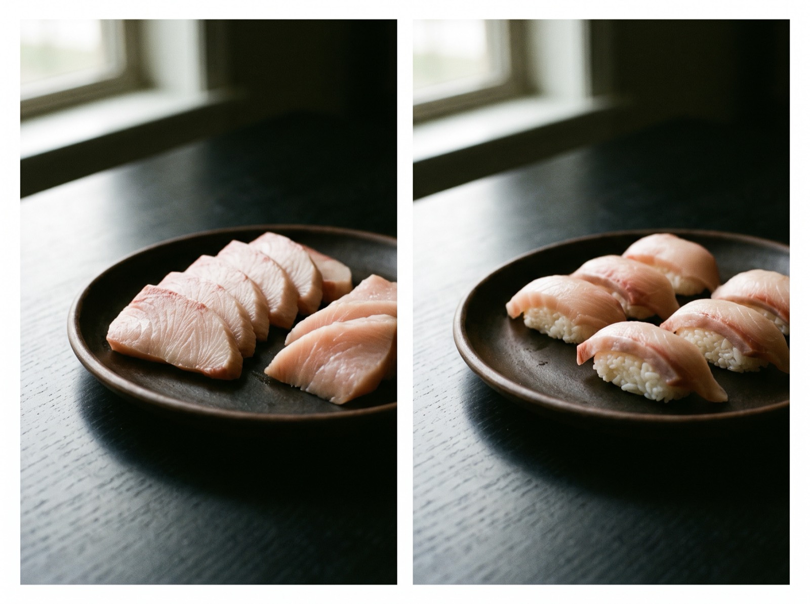 The same fish handled two ways, an hour apart.